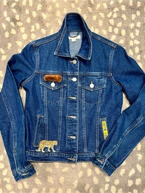 Embellished Dark Blue Denim Jean Jacket
